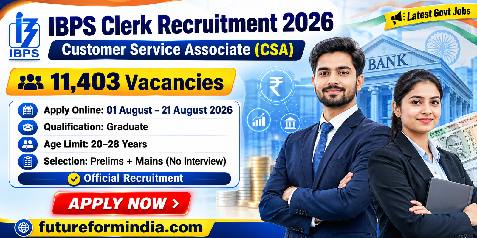 IBPS Clerk Recruitment 2026 Notification (CRP-CSA XVI) – Apply Online